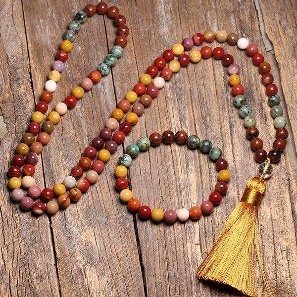 Mahogany Obsidian and Mookaite Stone Bracelet and Necklace