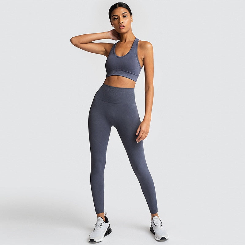 Solid Color Fitness Leggings and Sport Bras