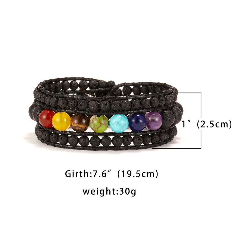 Mixed Color Natural Stone Chakra Heart Charm Bracelet