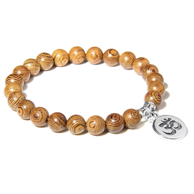 Handmade Natural Stone Bead Bracelet with Charm