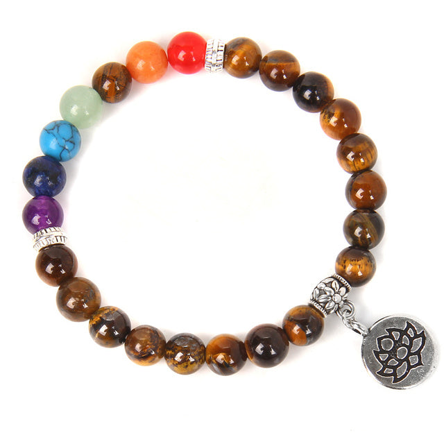 Handmade Natural Stone Bead Bracelet with Charm