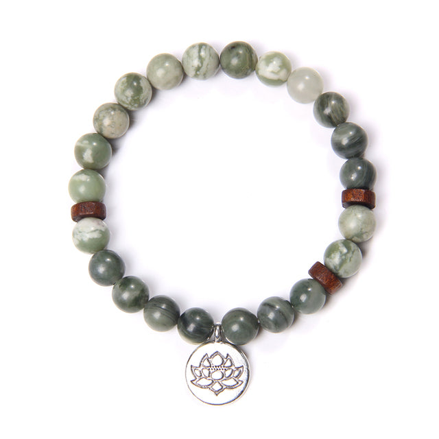 Handmade Natural Stone Bead Bracelet with Charm