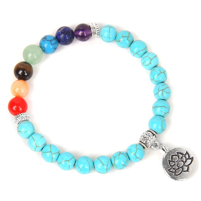 Handmade Natural Stone Bead Bracelet with Charm