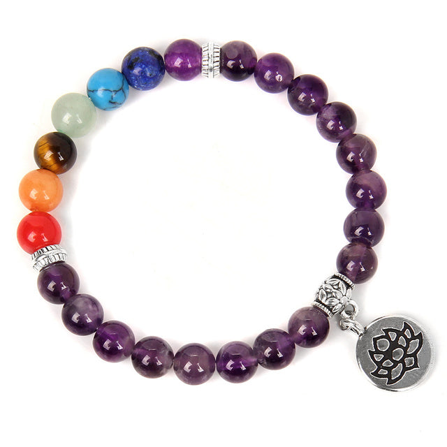 Handmade Natural Stone Bead Bracelet with Charm