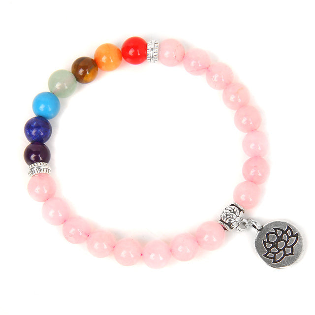 Handmade Natural Stone Bead Bracelet with Charm