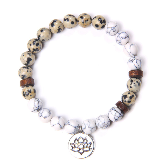 Handmade Natural Stone Bead Bracelet with Charm