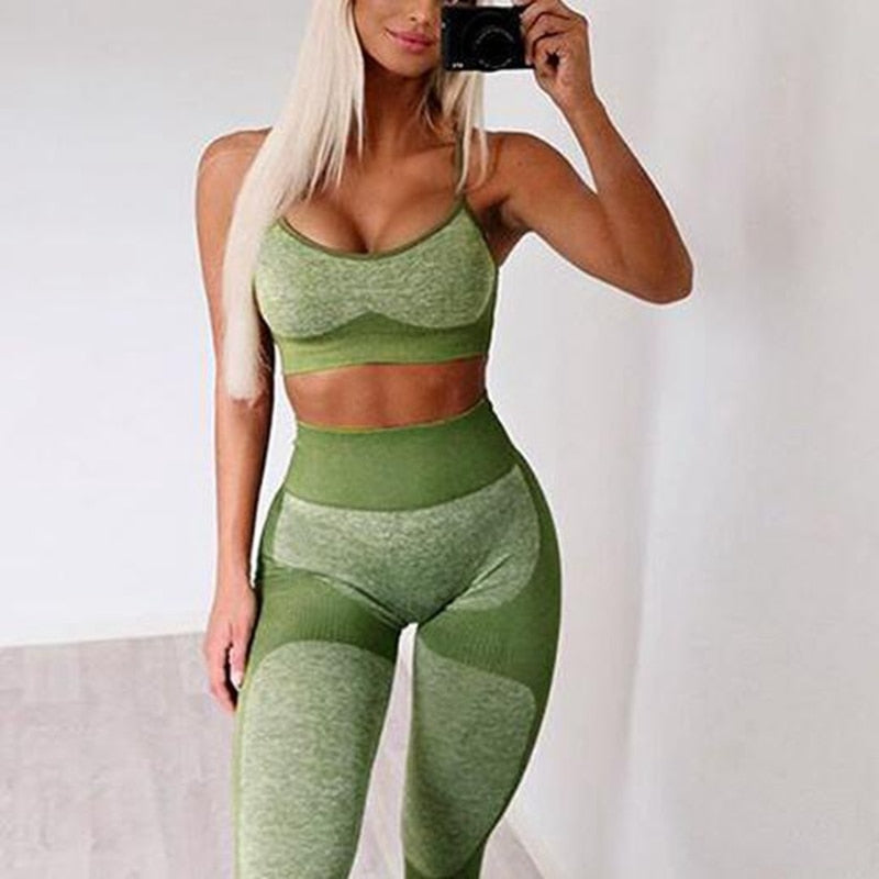 (HOT) Seamless Leggings Yoga Pants+Bra Set