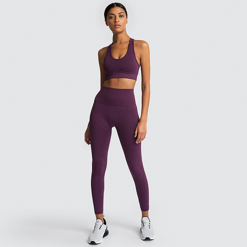 Solid Color Fitness Leggings and Sport Bras