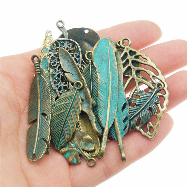 Vintage Leaf and Feather Charms