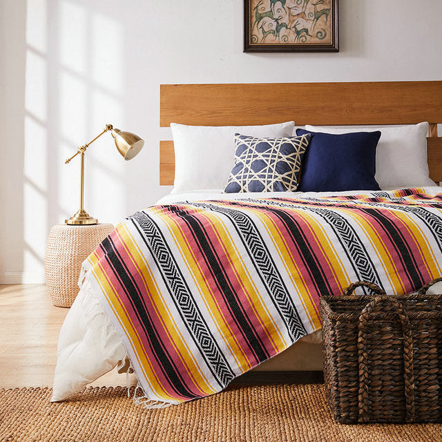 Mexican blanket throw outlet pillows