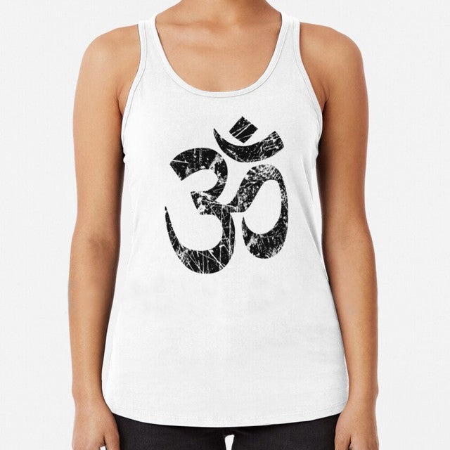 Om Distressed Tank Tops