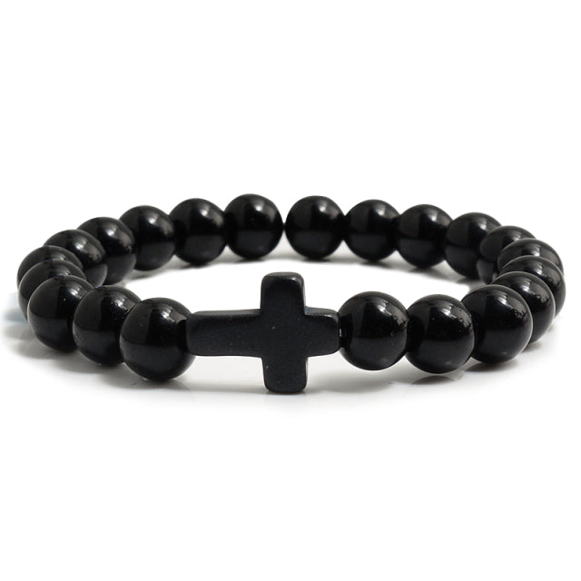 Christian Cross Charm Stone Bracelets