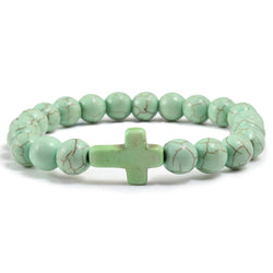 Christian Cross Charm Stone Bracelets