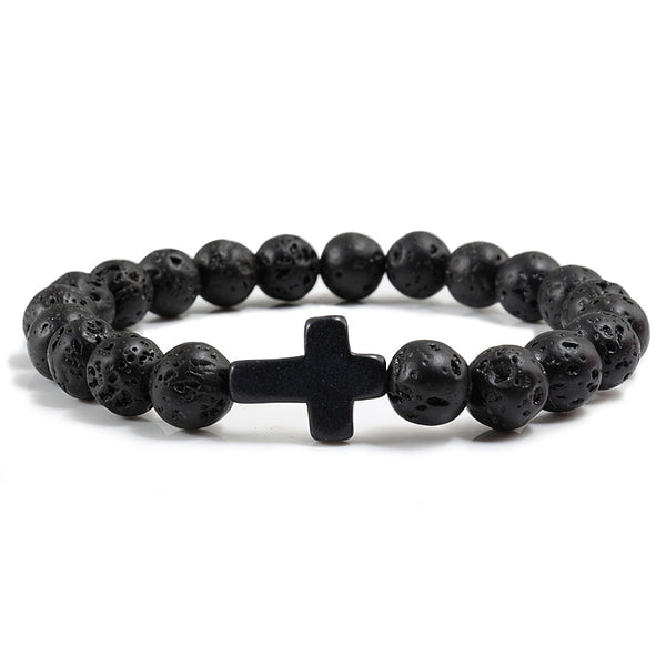 Christian Cross Charm Stone Bracelets