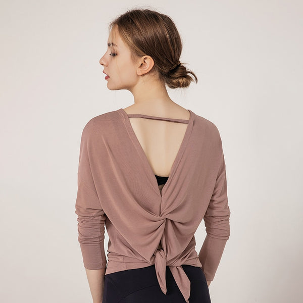 Long Sleeve Open Back Womens Top