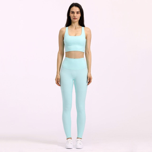 Yoga Leggings Sports Bra Set