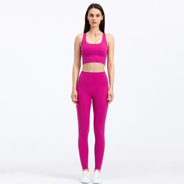 Yoga Leggings Sports Bra Set